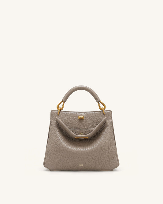 Lucia Elephant-Effect Top Handle Bag - Stone Gray | JW PEI