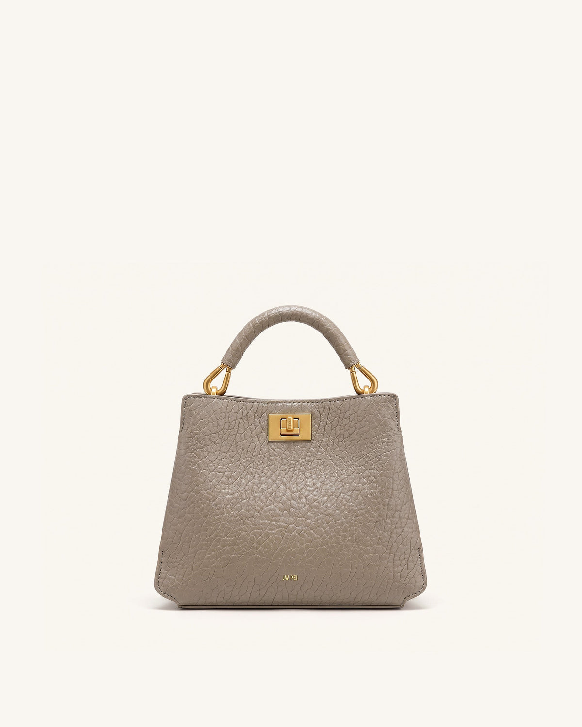 Lucia Elephant-Effect Top Handle Bag - Stone Gray | JW PEI