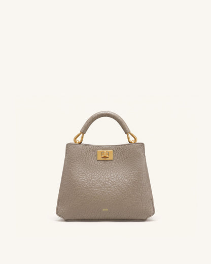 Lucia Elephant-Effect Top Handle Bag - Stone Gray | JW PEI