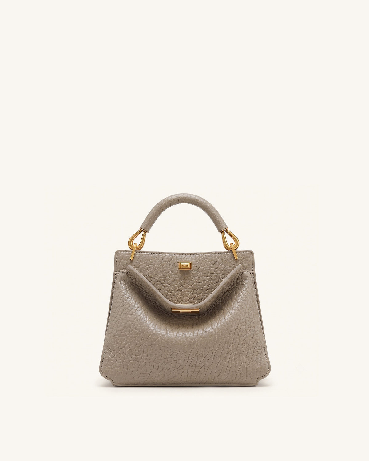 Lucia Elephant-Effect Top Handle Bag - Stone Gray | JW PEI