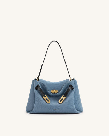 Rhea Double Buckle Shoulder Bag - Light Blue Denim | JW PEI