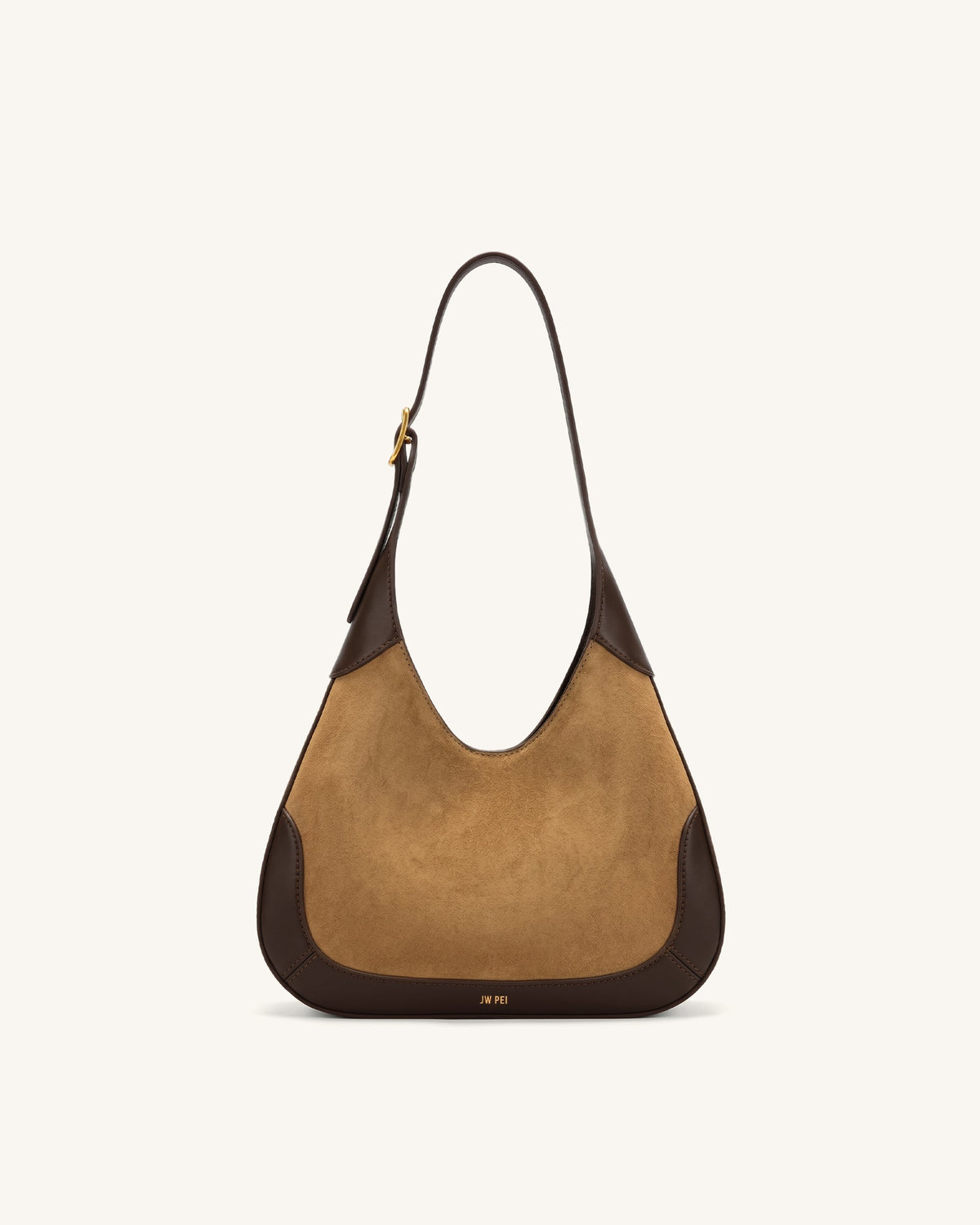 Willow Faux Suede Trim Hobo Bag - Brown | JW PEI