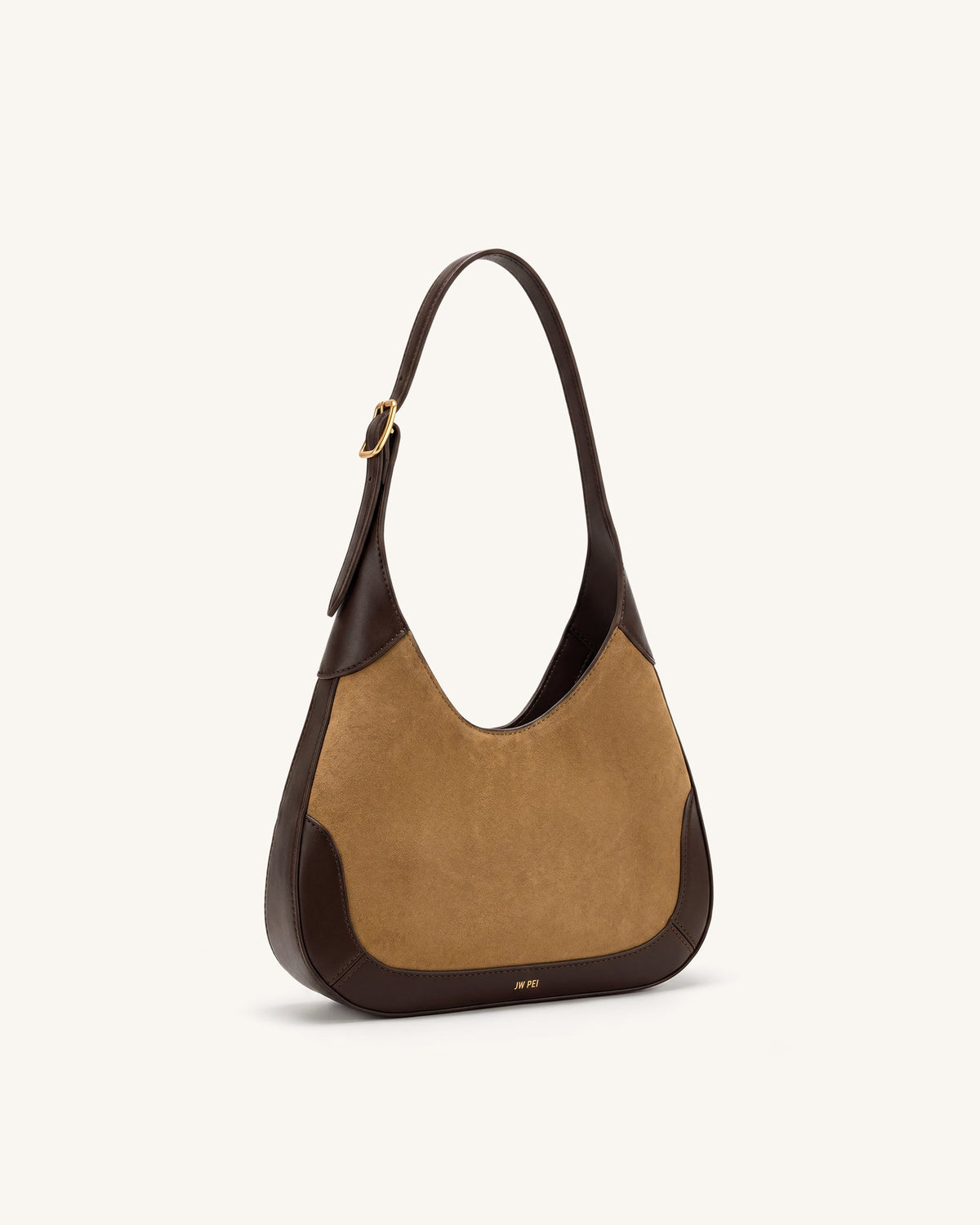 Willow Faux Suede Trim Hobo Bag - Brown | JW PEI