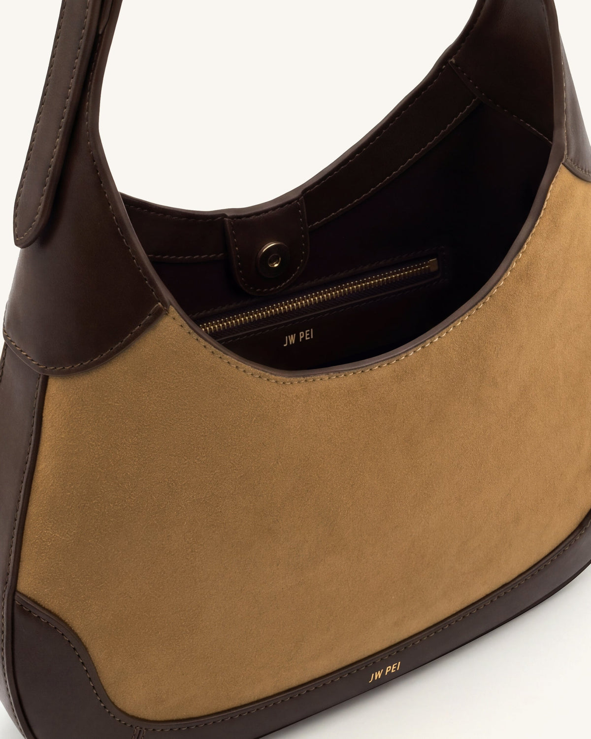 Willow Faux Suede Trim Hobo Bag - Brown | JW PEI
