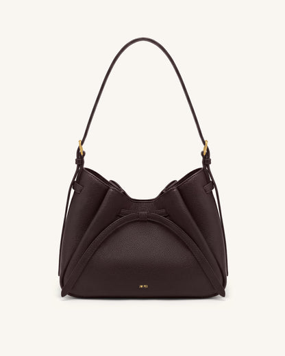 Mabel Soft Bow Shoulder Bag - Dark Brown | JW PEI