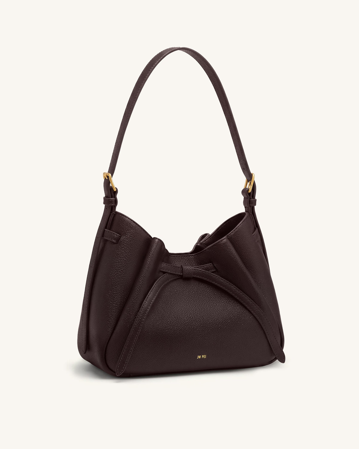 Mabel Soft Bow Shoulder Bag - Dark Brown | JW PEI