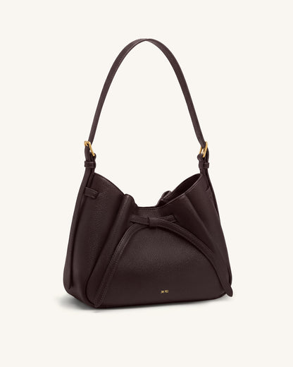 Mabel Soft Bow Shoulder Bag - Dark Brown | JW PEI