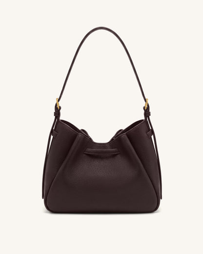 Mabel Soft Bow Shoulder Bag - Dark Brown | JW PEI