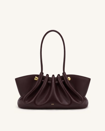 Naomi Gathered Long Handle Shoulder Bag - Deep Burgundy | JW PEI