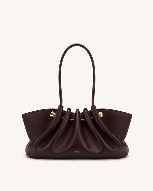 Naomi Gathered Long Handle Shoulder Bag - Deep Burgundy | JW PEI
