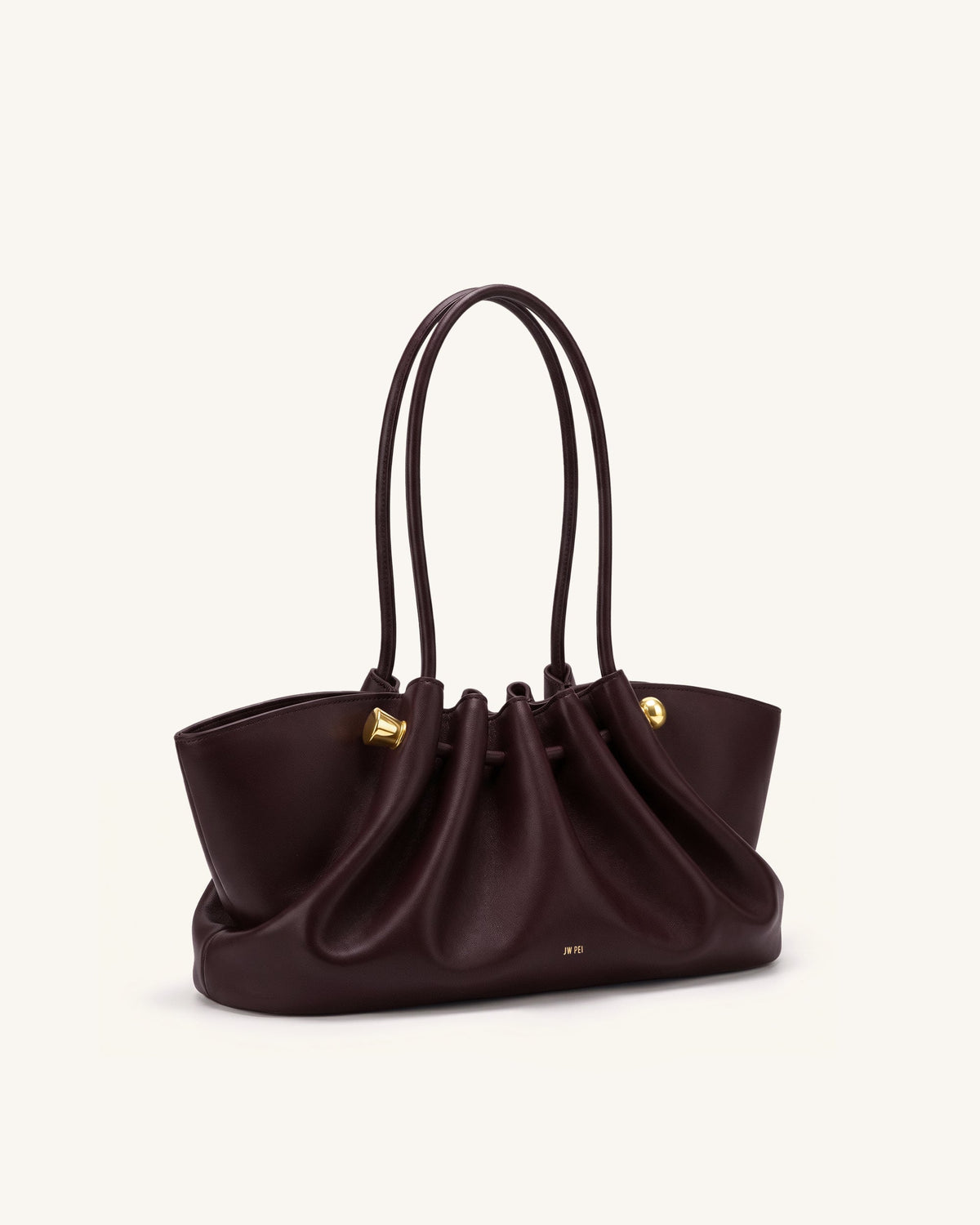 Naomi Gathered Long Handle Shoulder Bag - Deep Burgundy | JW PEI