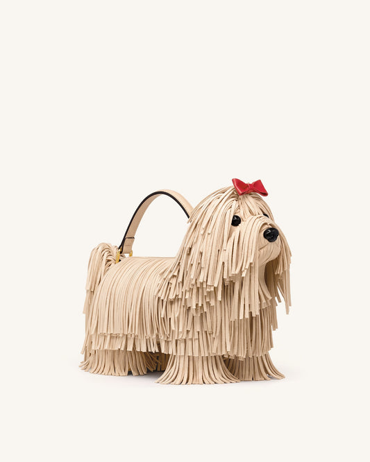 Coco Shaggy Dog Shaped Handle Bag - Apricot | JW PEI
