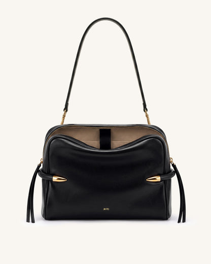 Callie Tusk Detail Shoulder Bag - Black | JW PEI