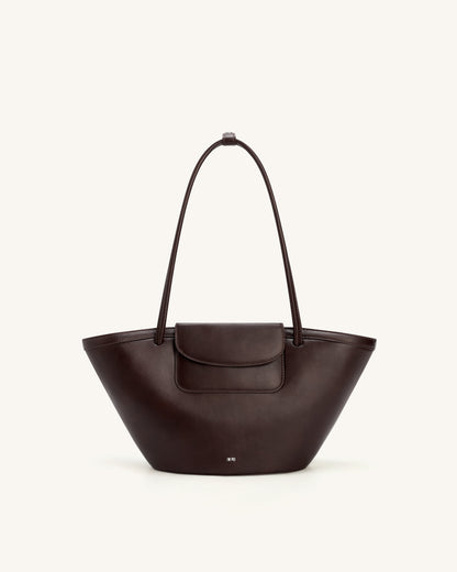 Corinne Pocket Tote Bag - Dark Brown | JW PEI