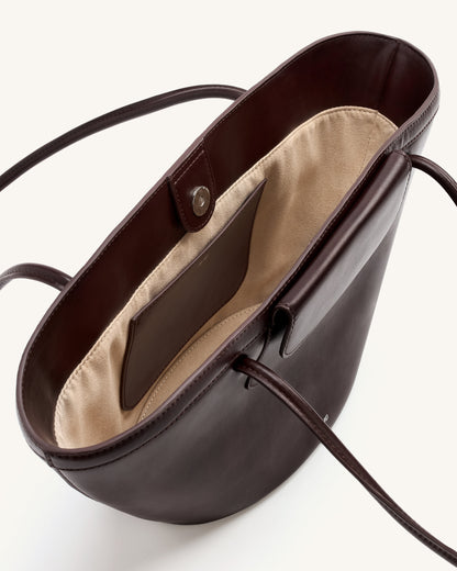 Corinne Pocket Tote Bag - Dark Brown | JW PEI