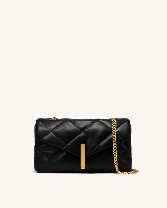Valerie Puffy Bar-Lock Shoulder Bag - Black | JW PEI