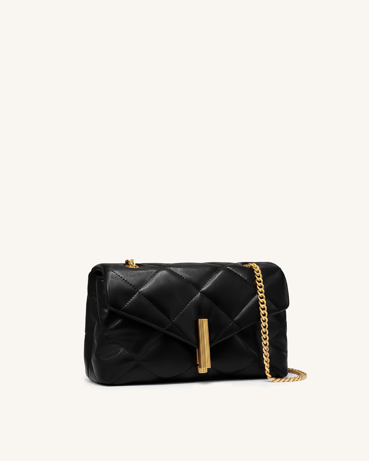 Valerie Puffy Bar-Lock Shoulder Bag - Black | JW PEI