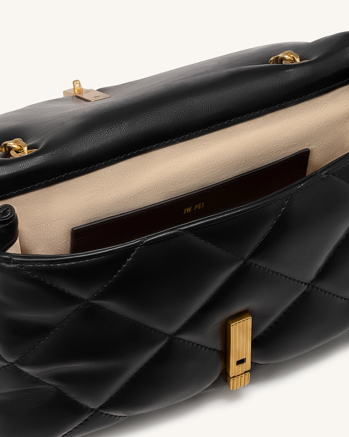 Valerie Puffy Bar-Lock Shoulder Bag - Black | JW PEI