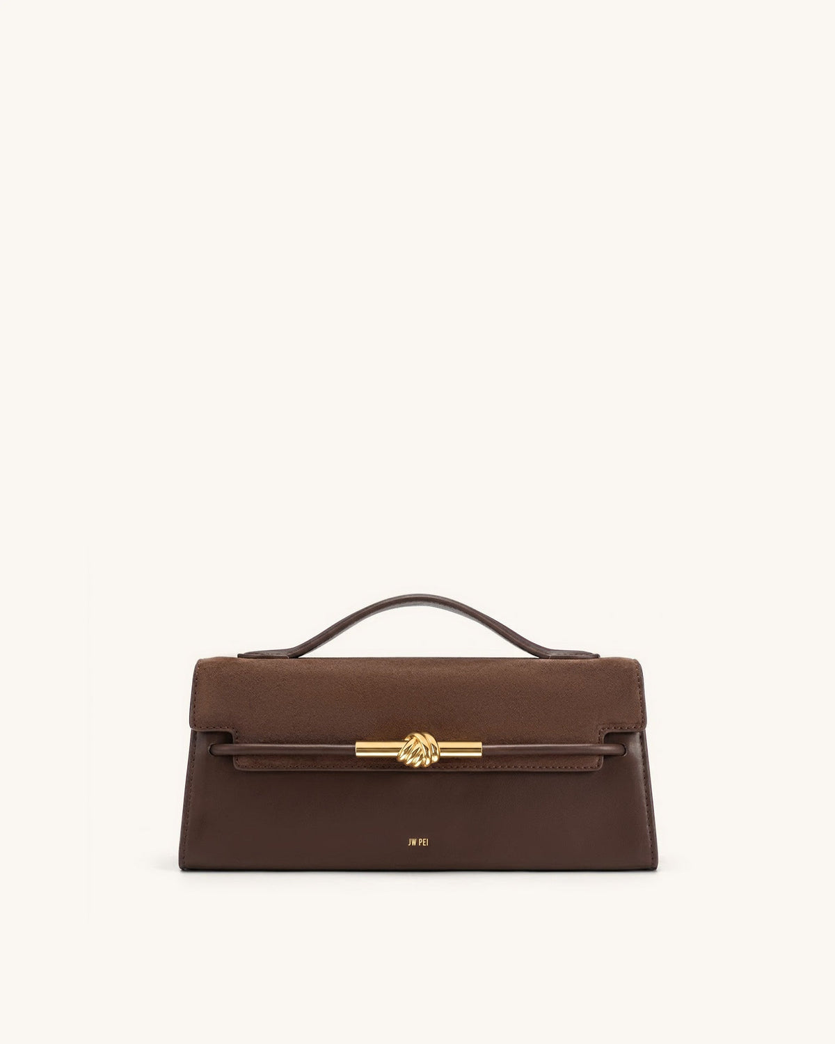 Lena Faux Suede Metal Rope Knot Top Handle Bag - Dark Brown | JW PEI