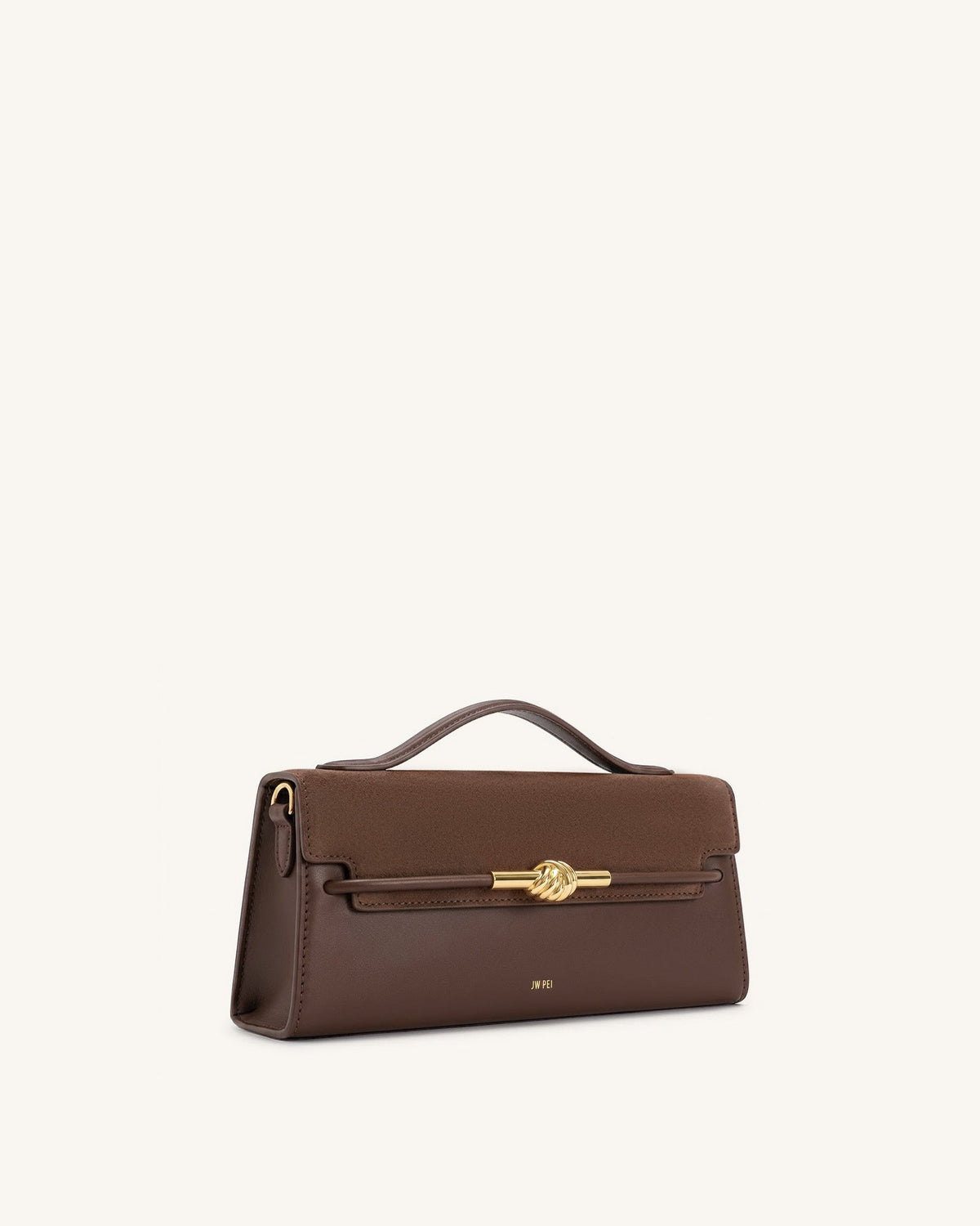 Lena Faux Suede Metal Rope Knot Top Handle Bag - Dark Brown | JW PEI