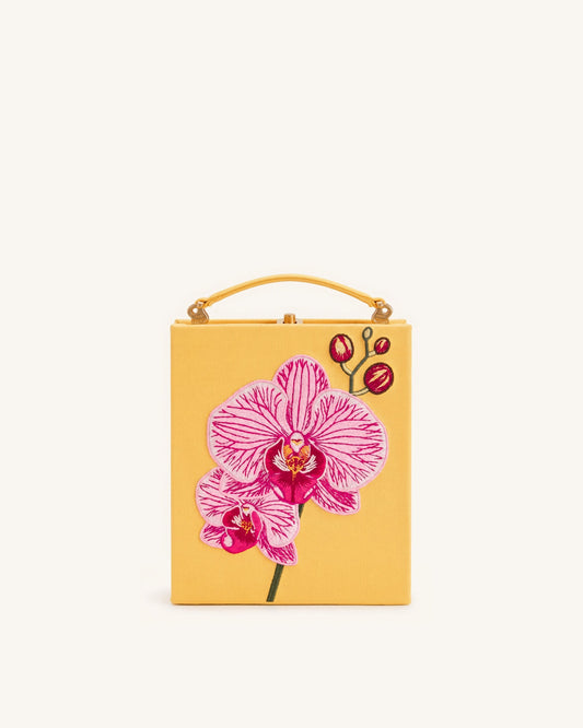 Taya Orchid Motif Book Shape Clutch Bag - Yellow | JW PEI