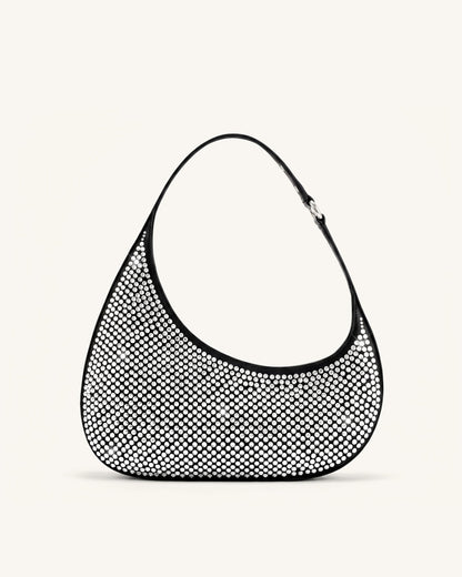 Harlee Artificial Crystal Shoulder Bag - Black | JW PEI