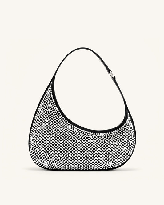 Harlee Artificial Crystal Shoulder Bag - Black | JW PEI
