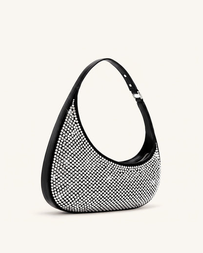 Harlee Artificial Crystal Shoulder Bag - Black | JW PEI