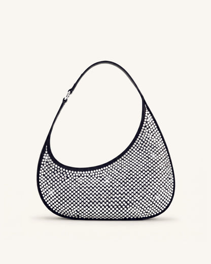 Harlee Artificial Crystal Shoulder Bag - Black | JW PEI