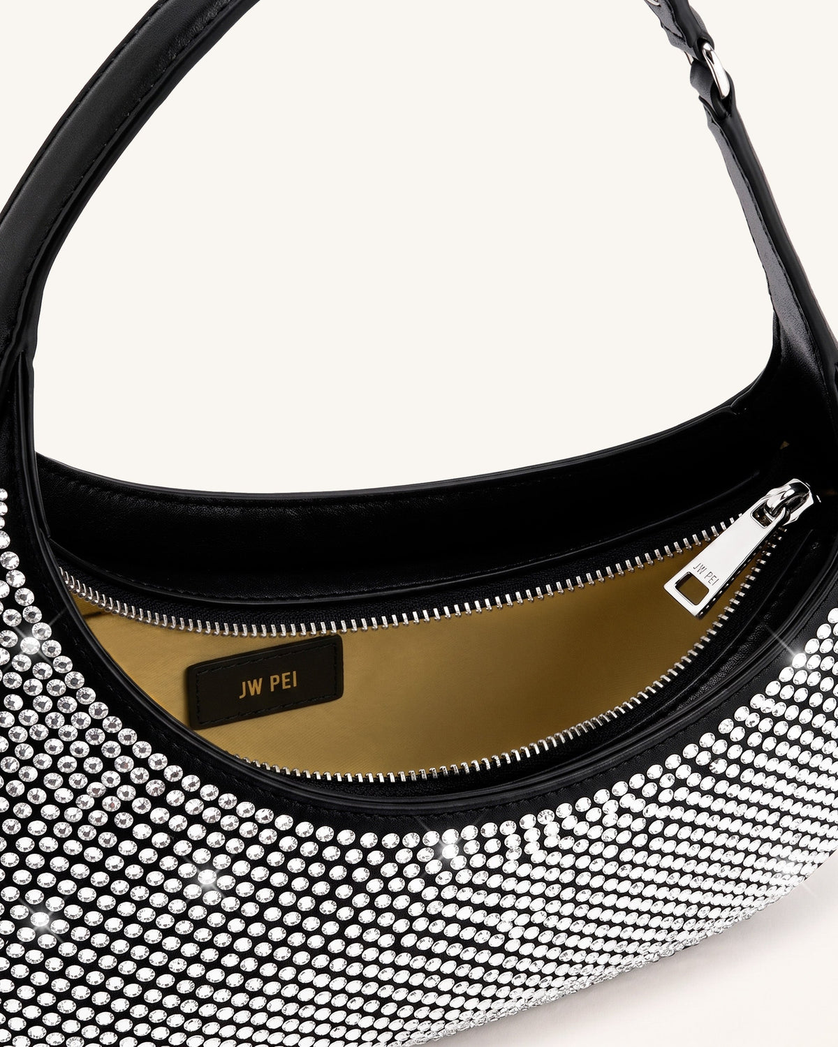 Harlee Artificial Crystal Shoulder Bag - Black | JW PEI