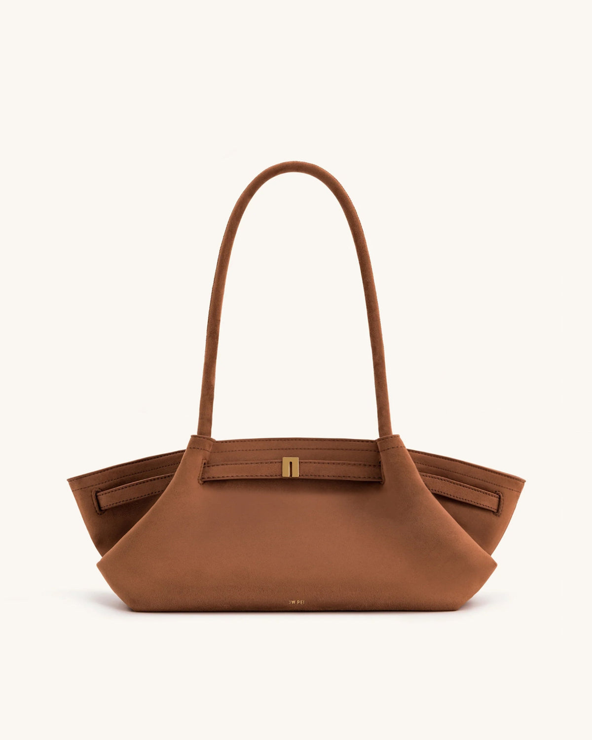 Hana Wide Faux Suede Tote Bag - Brown | JW PEI