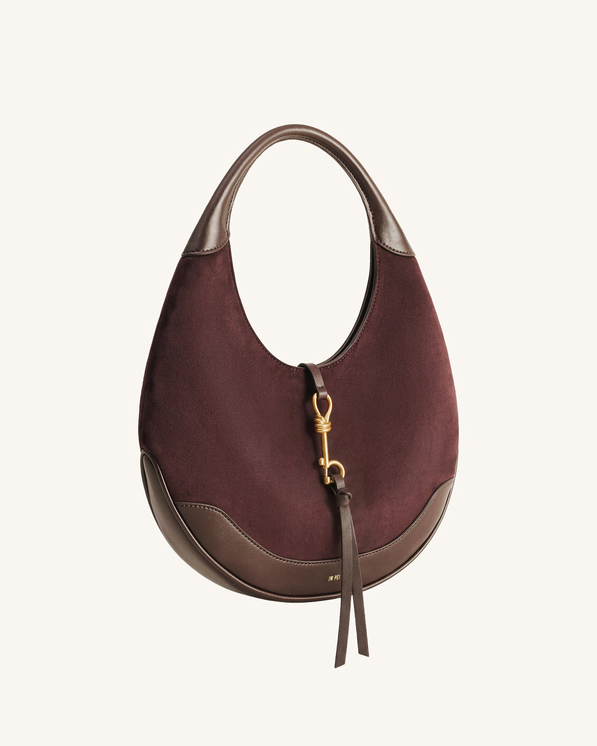 Colette Faux Suede Crescent Hobo Bag - Dark Brown | JW PEI