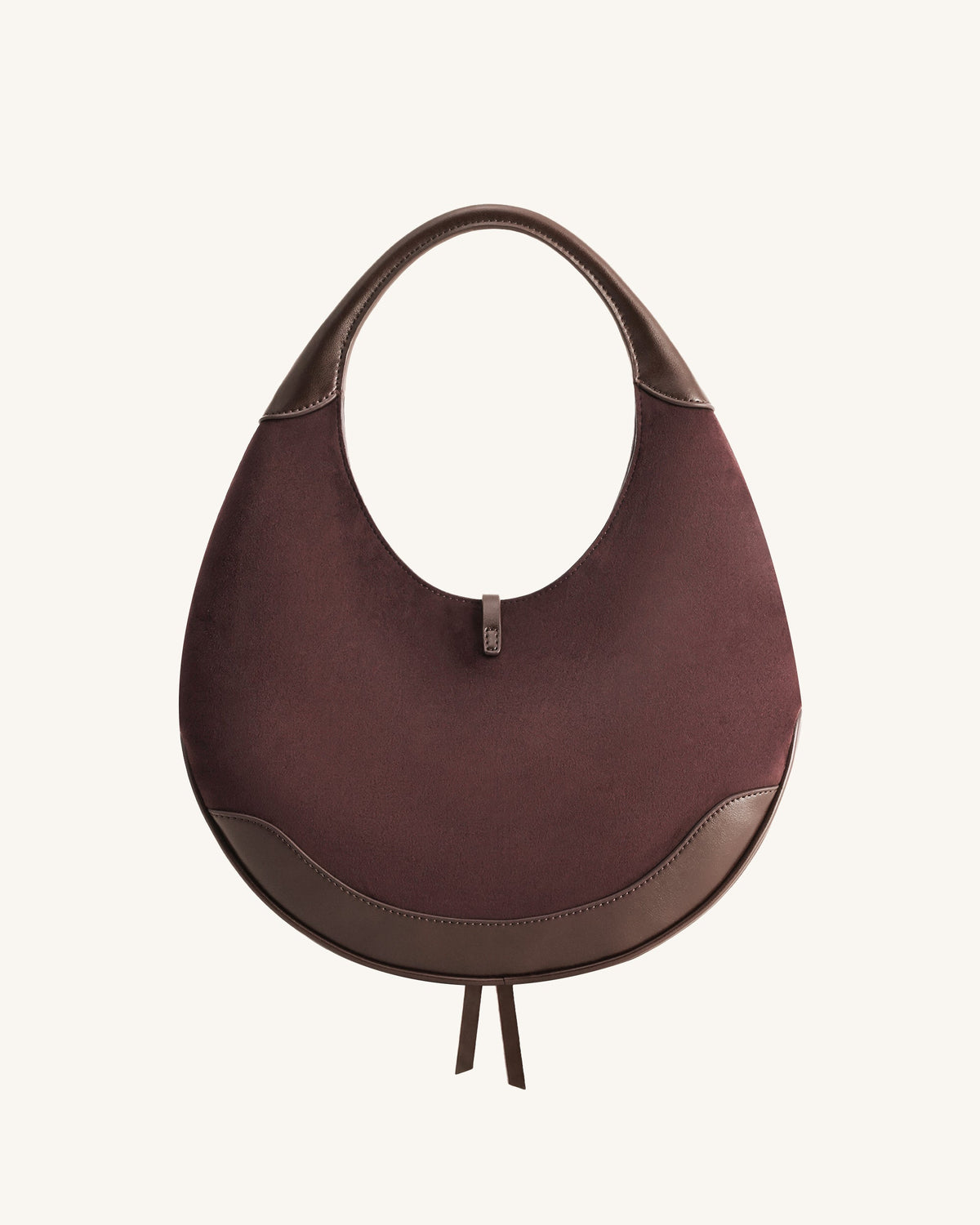Colette Faux Suede Crescent Hobo Bag - Dark Brown | JW PEI