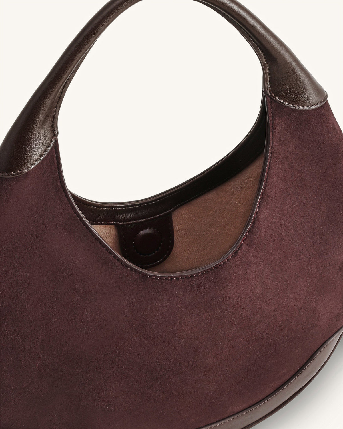 Colette Faux Suede Crescent Hobo Bag - Dark Brown | JW PEI