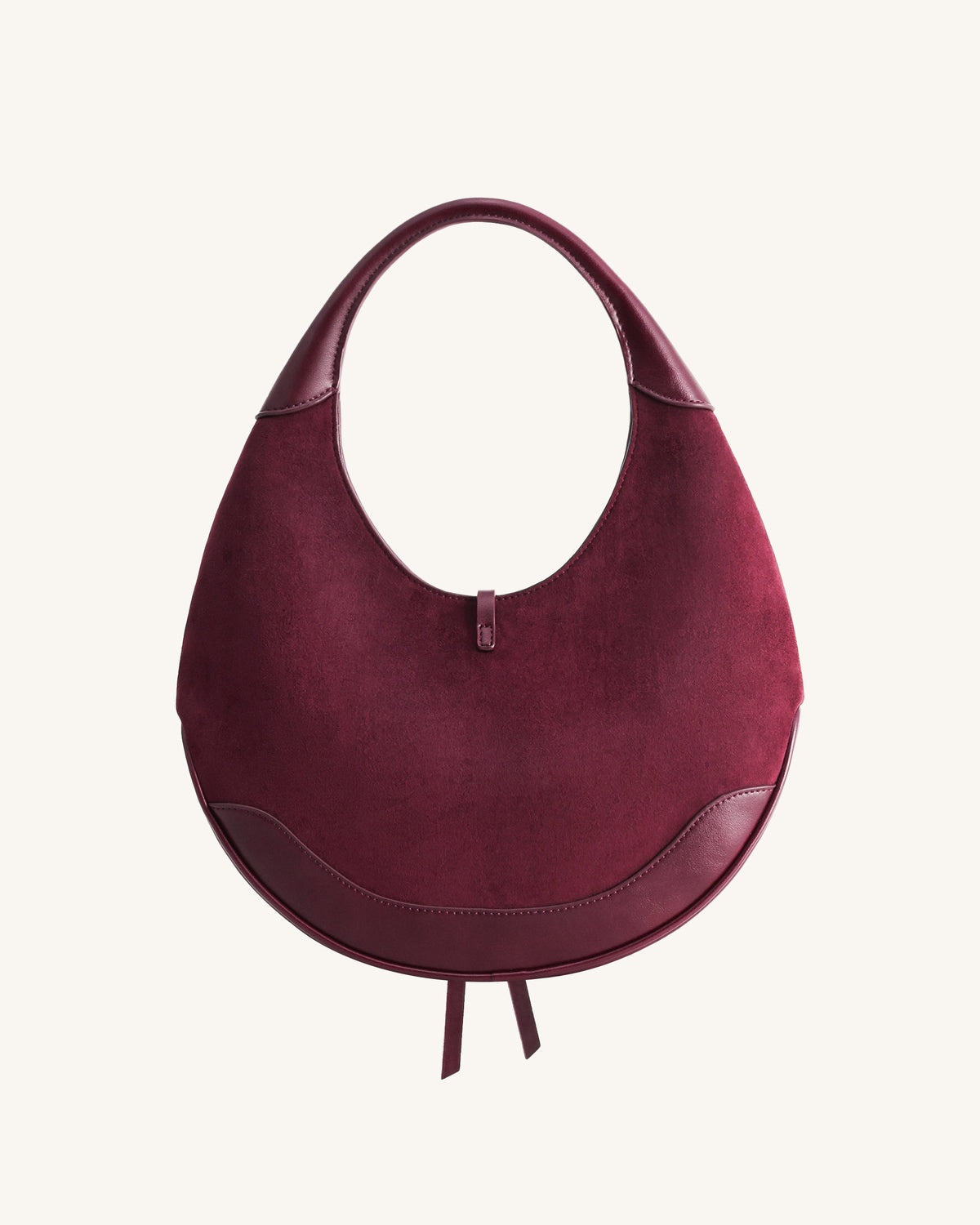 Colette Faux Suede Crescent Hobo Bag - Deep Claret | JW PEI