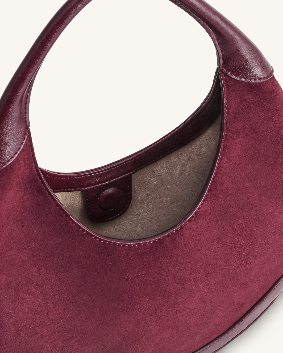 Colette Faux Suede Crescent Hobo Bag - Deep Claret | JW PEI