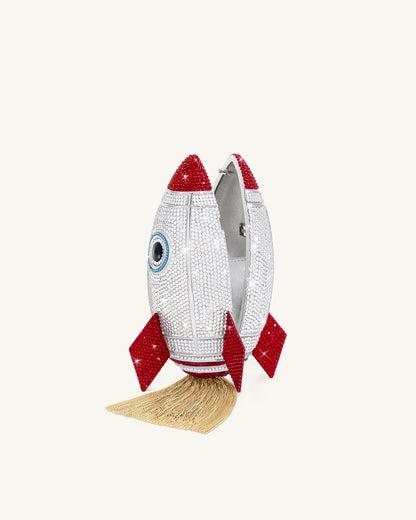 Rocket Shape Faux Crystal Clutch - Silver | JW PEI