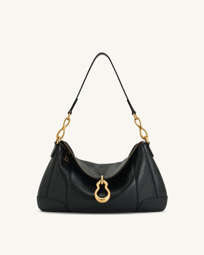 Jayla Metal Pendant Embellished Shoulder Bag - Black | JW PEI