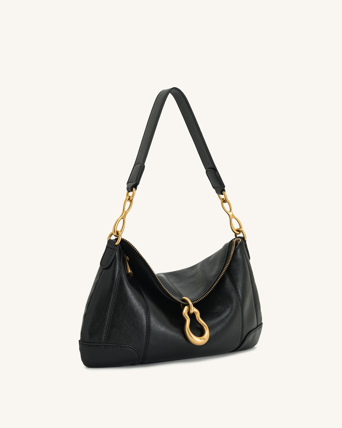 Jayla Metal Pendant Embellished Shoulder Bag - Black | JW PEI