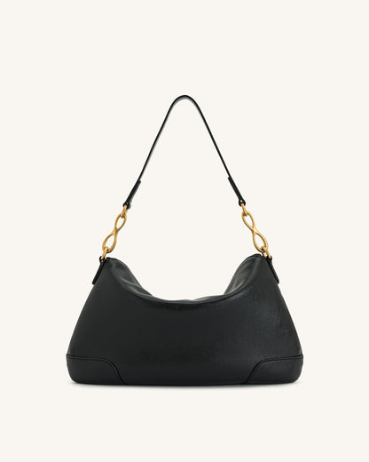 Jayla Metal Pendant Embellished Shoulder Bag - Black | JW PEI