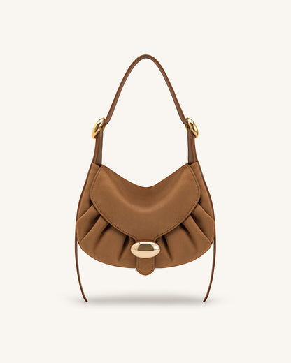 Avery Faux Suede Draped Hobo Bag - Camel | JW PEI