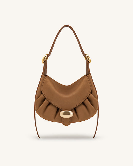 Avery Faux Suede Draped Hobo Bag - Camel | JW PEI
