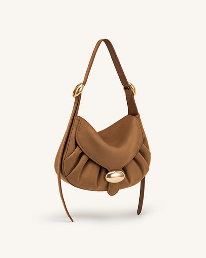 Avery Faux Suede Draped Hobo Bag - Camel | JW PEI