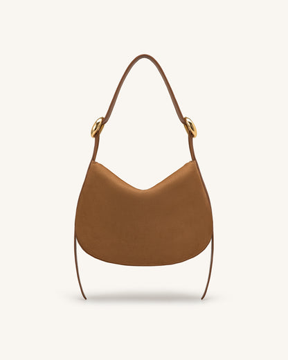 Avery Faux Suede Draped Hobo Bag - Camel | JW PEI