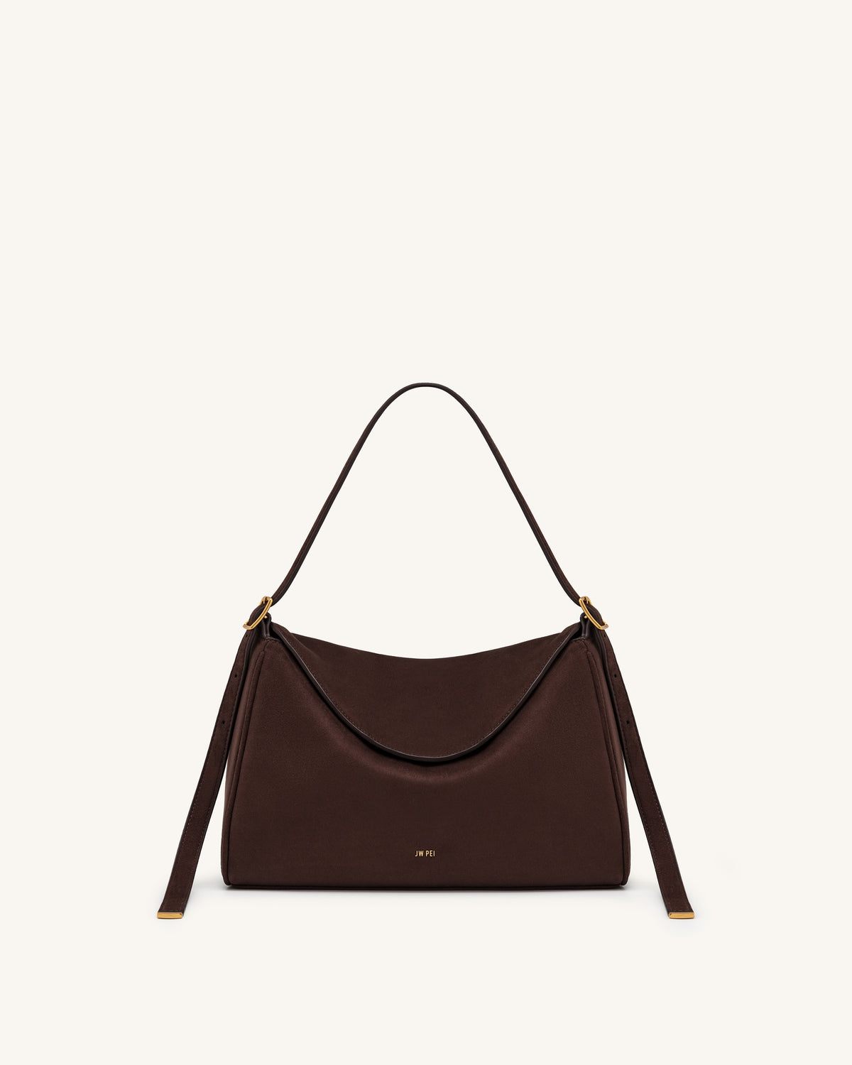 Elowen Faux Suede Flap Shoulder Bag - Dark Brown | JW PEI