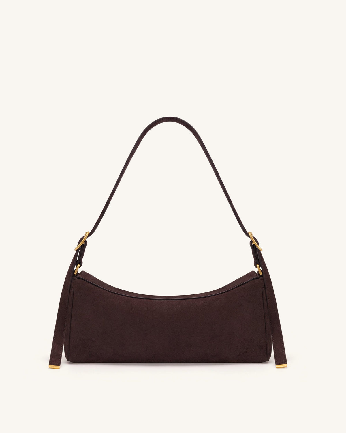 Elowen Faux Suede East-West Shoulder Bag - Dark Brown | JW PEI