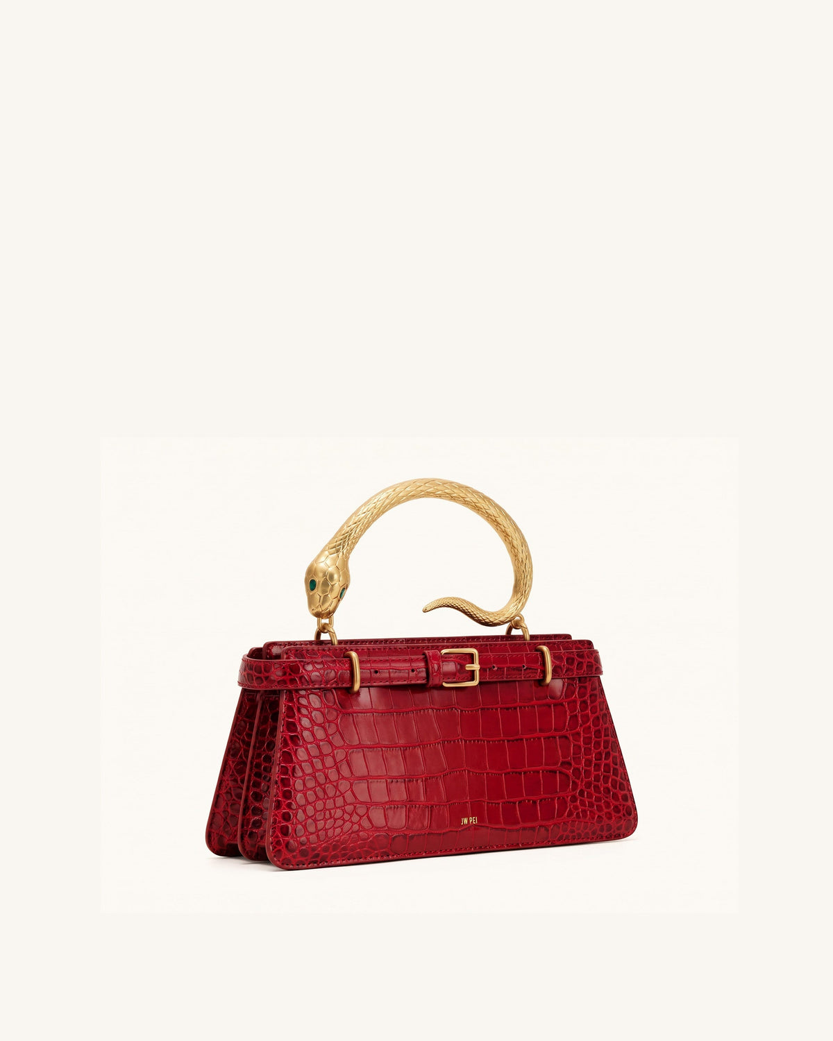 Elena Snake Handle Top Handle Bag - Burgundy Croc | JW PEI