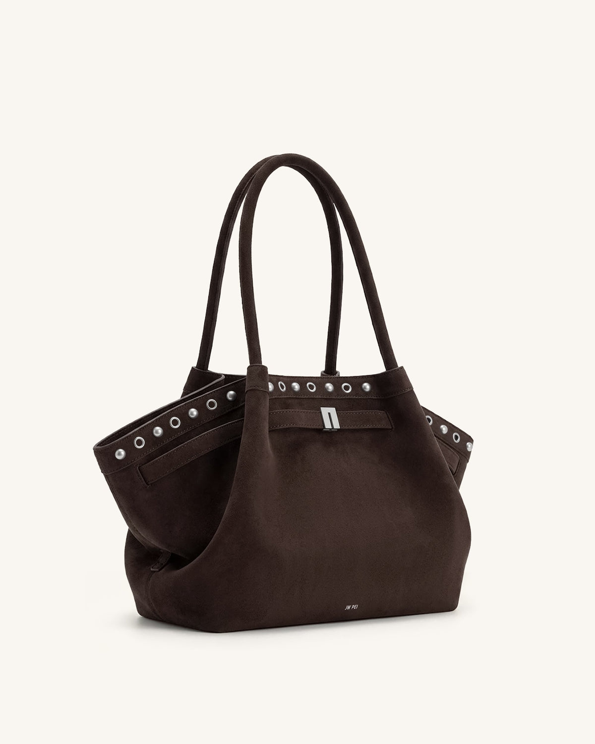 Hana Medium Faux Suede Tote Bag - Dark Chocolate Brown | JW PEI