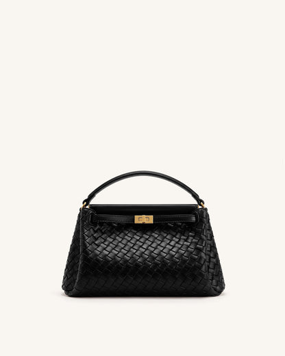 Carmen Woven Top Handle Bag - Charcoal Black | JW PEI