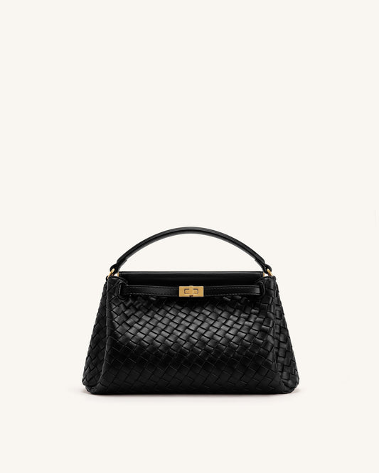 Carmen Woven Top Handle Bag - Charcoal Black | JW PEI